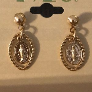 Virgin Mary 14k gold earrings